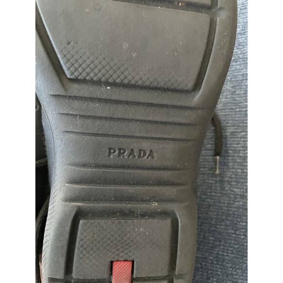 Prada Shoes Americas Cup Men’s 8 Sneakers Black Leather SOME WEAR Outdoor Style - Picture 12 of 16